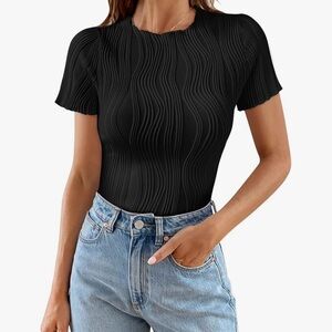 Black Textured Women's Top